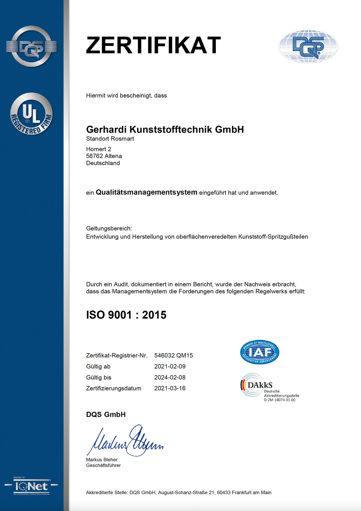 DIN EN ISO 9001 (Rosmart)